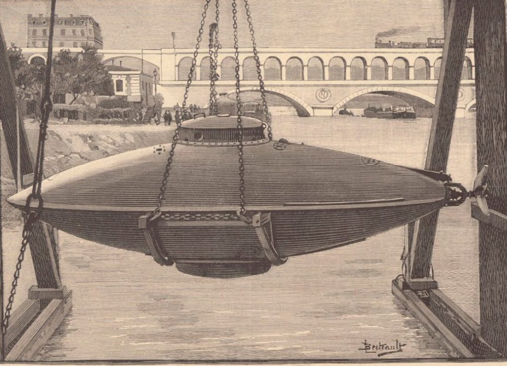 Bateau sous marin le Goubet. 1890